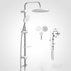 BARA DUS CU DIFUZOR 240 MM + DIFUZOR 130 MM SUPORT REGLABIL SI FURTUN CROMAT SILVER GREY 150 CM