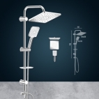 BARA DUS CU DIFUZOR 250 MM + DIFUZOR 110 MM SUPORT REGLABIL RAINMAX CHROME 150 CM