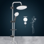 BARA DUS CU DIFUZOR 250 X 250 MM SUPORT REGLABIL CHROME BLACK 150 CM
