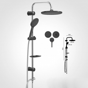BARA DUS CU DIFUZOR SUS 240 mm SI DIFUZOR PE. SUP. REGL.DELUXE BLACK
