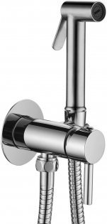 MISCELATOR ÎNCORPORAT CU FURTUN CROMAT 1/2X1/2, L1200, DIFUZOR ROTUND SI SUPORT PENTRU BIDEU