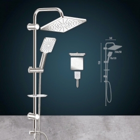 BARA DUS CU DIFUZOR 250 MM + DIFUZOR 110 MM SUPORT REGLABIL RAINMAX CHROME 150 CM