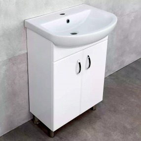 DULAP PENTRU BAIE PE PARDOSEALĂ BAYRO BRIS SUB LAVOAR ARTECO 550 ALB, LAVOAR SUSPENDAT CERSANIT ARTECO 550X440X150