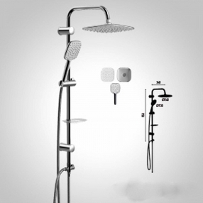 BARA DUS CU DIFUZOR 240 MM x 240 MM + DIFUZOR 115 MM X 120 MM SUPORT RGLABIL SILVER GREY 150 CM
