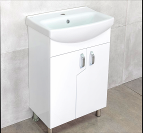 DULAP PENTRU BAIE PE PARDOSEALĂ BAYRO MIDAS SUB LAVOAR CERSANIA 550 ALB CROM, LAVOAR APLICAT CERSANIT CERSANIA 600X415X185